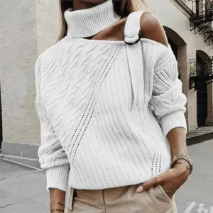 Off Shoulder Knitted Sweatshirts SoftLining AntiPillFinish