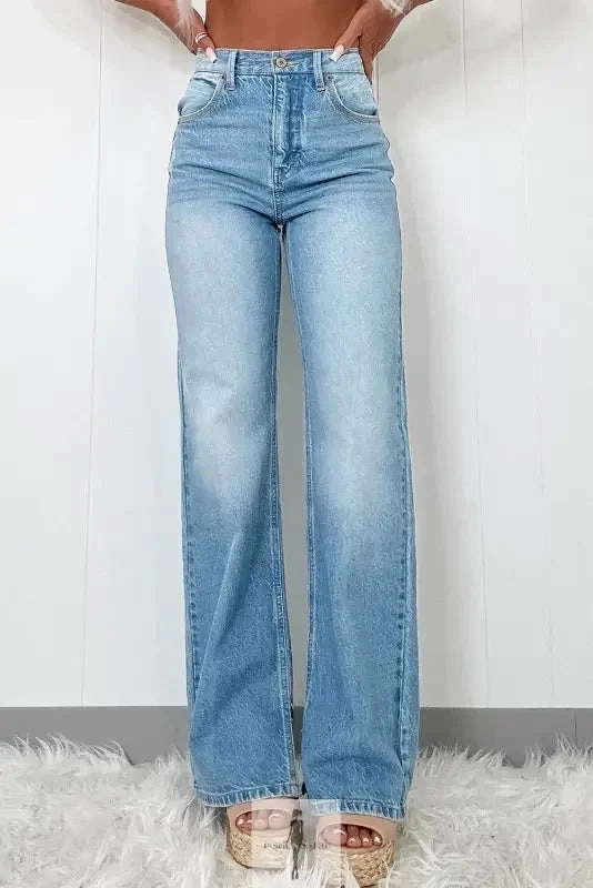 Affordable Autumn Days Breathable High Rise Straight Jeans