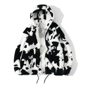 Odor Resistant Treatment Winter Cows and Lambs Woolen Coat for Men and Women Thickened plus Velvet Coat Korean Version of Loose Ins Woolen Couple Cotton Clothing Tide