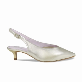Kara: Gold Leather Stacked Heel Technology