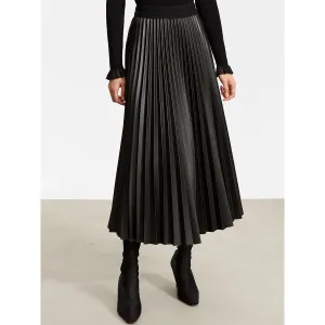 Comfy and Cozy Minimalist A-Line Pleated Leather Skirt for Women