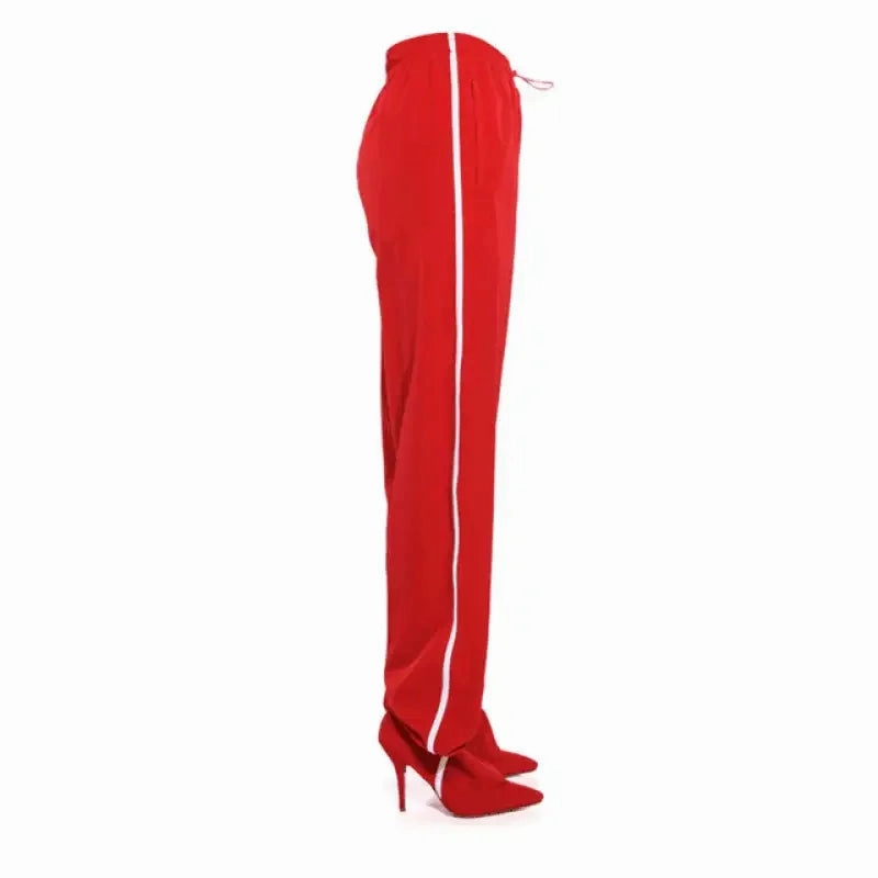 WrinkleResistantMaterial Striped Pants attached with Boots