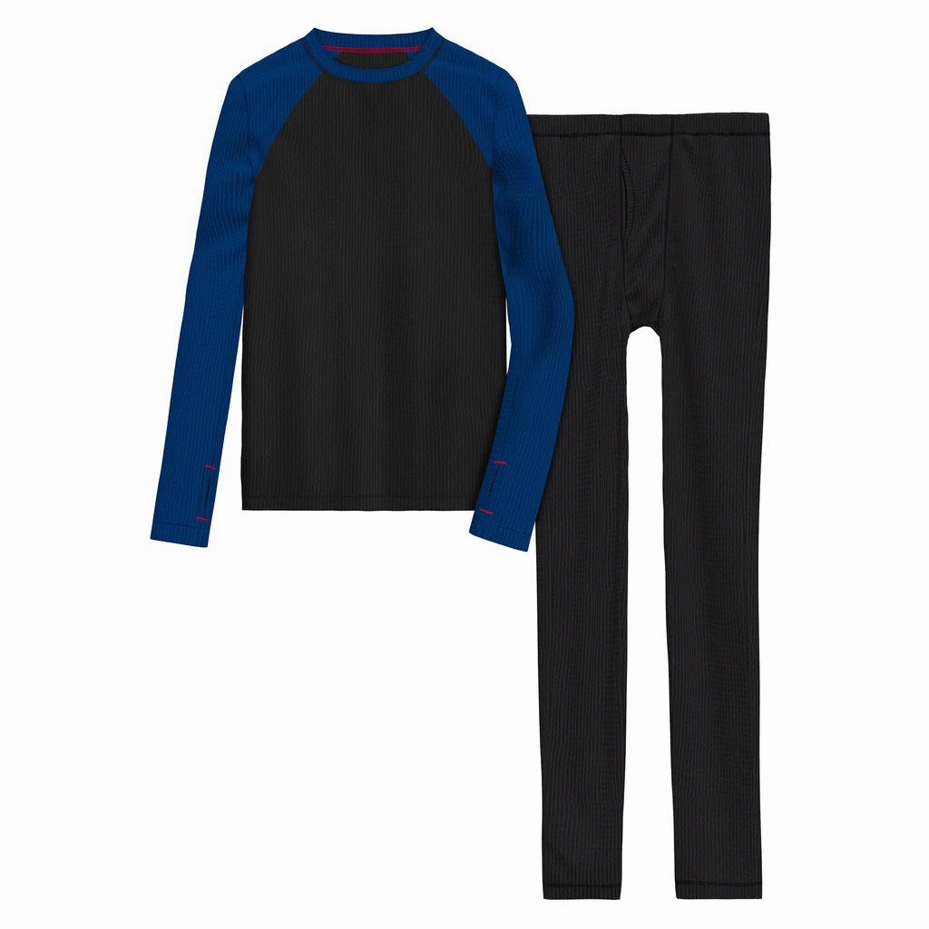 Durable Reinforced Elbow Patches UltraSoft Lining Boys' Thermal 2-Piece Raglan Long-Sleeve Crew & Pant Set CD8827242