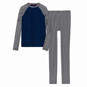 Boys' Thermal 2-Piece Raglan Long-Sleeve Crew & Pant Set CD8827242 Flexible Shoulder Gusset Layered Sleeve