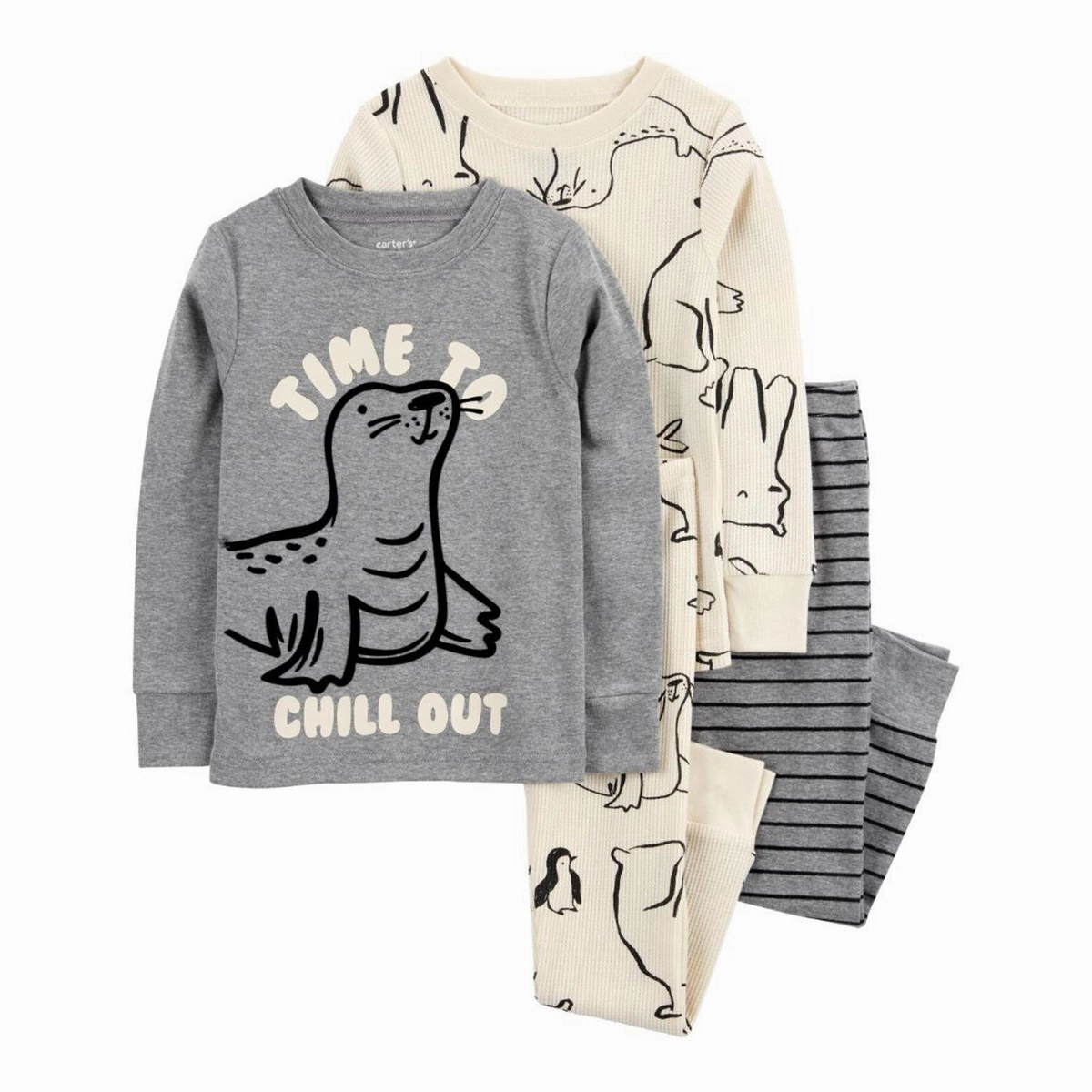 Toddler Boys' 4-Piece Seal Cotton Blend Pajamas 2R932110 Formal Wear Classic Crewneck Design