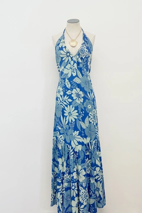 Victoria Floral Halter Maxi Dress Low Key Sun-Protective