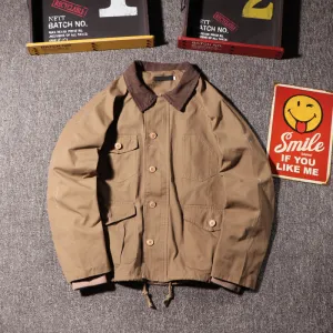 Vintage Distressed Trendy Workwear Jacket Double Stitch Seams