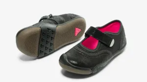 Stylish Appearance Size 9: Plae Black Shimmer Suede/Nylon Mary Jane Shoes NEW