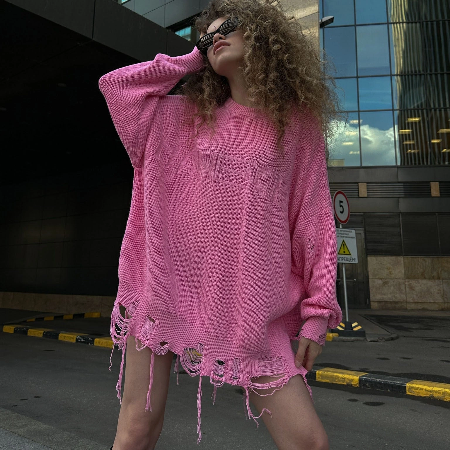 Cold-Weather Layer Women's Fashionable Loose All-match Letter Hand Frayed Tassel Long Sleeve Top