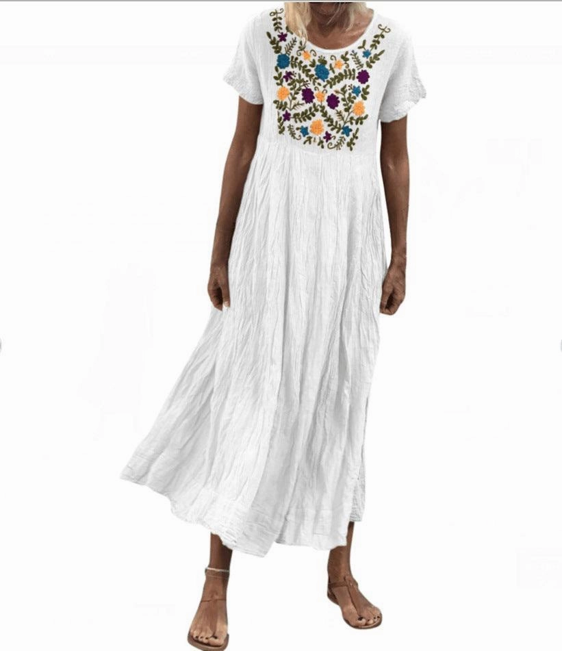 Women's boho long skirt sleeveless loose dress BiasCutSilhouette Smart Detail