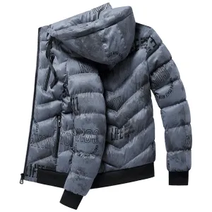 Men'S Winter Hooded plus Fleece Padded Coat Travel Wardrobe