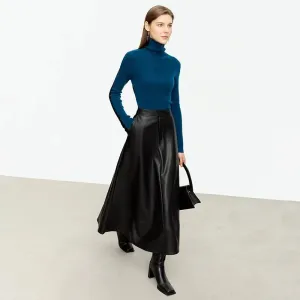 Daily Wear Autumn Elegance PU Leather Midi Skirt