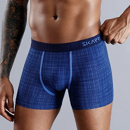 Sleek Daily Snug Layer West Louis? Plaid Pattern Cotton Men Boxers