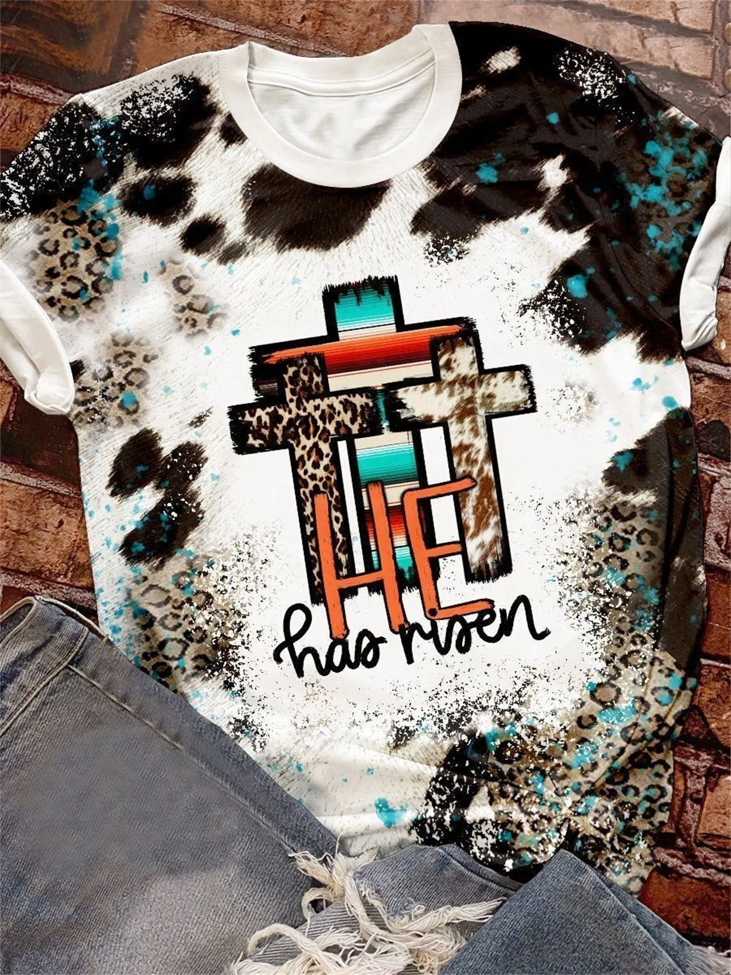 Western Style Leopard Skull T-Shirts Reversible Layering Tech NonChafe Lining