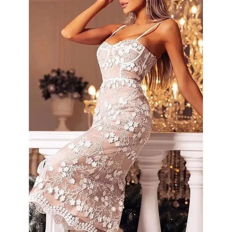 DurableCoverstitch White Lace Embroidery Dress