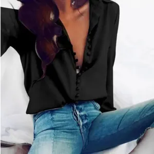 Women Loose Button T-shirts Jump Core