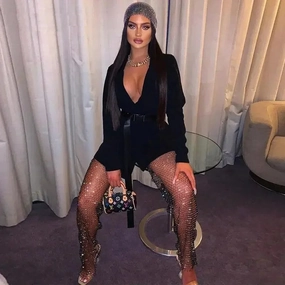 Women Diamond Elastic Pants breathable panels