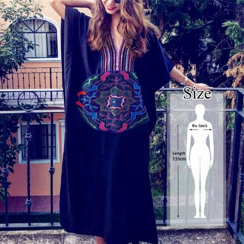 Women's Boho Style Printed Dress Gathered Skirt Lightweight Wear