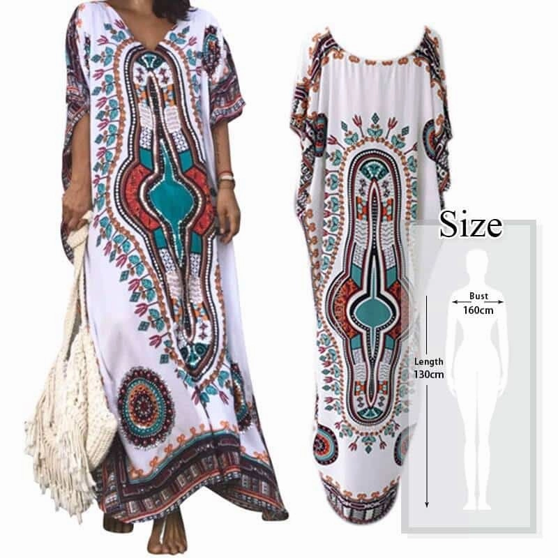 Women's Boho Style Printed Dress Retro Mood Sunset Look