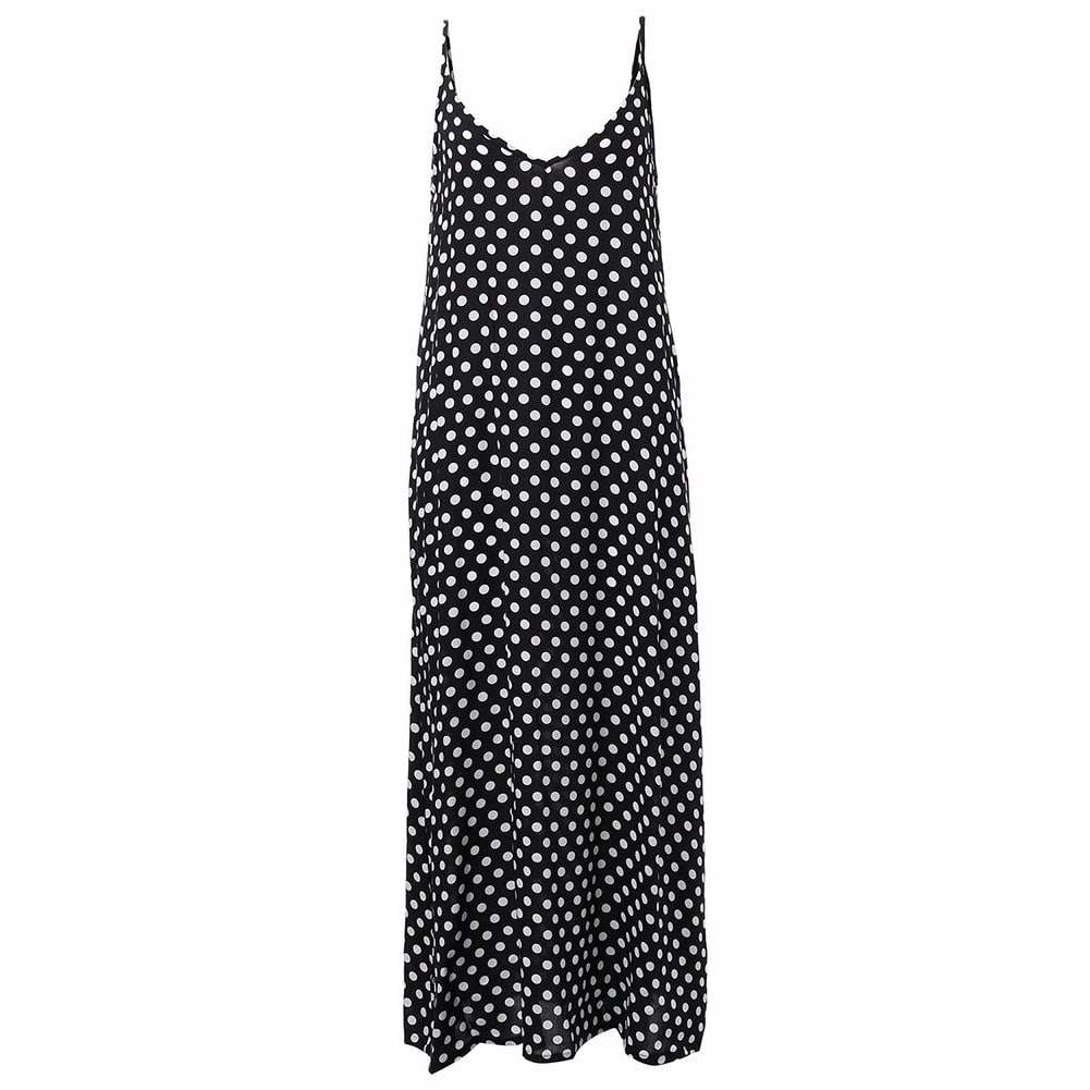 Elegant Outline Flowy casual dress Women's Cami Dot Printed Maxi Dresses