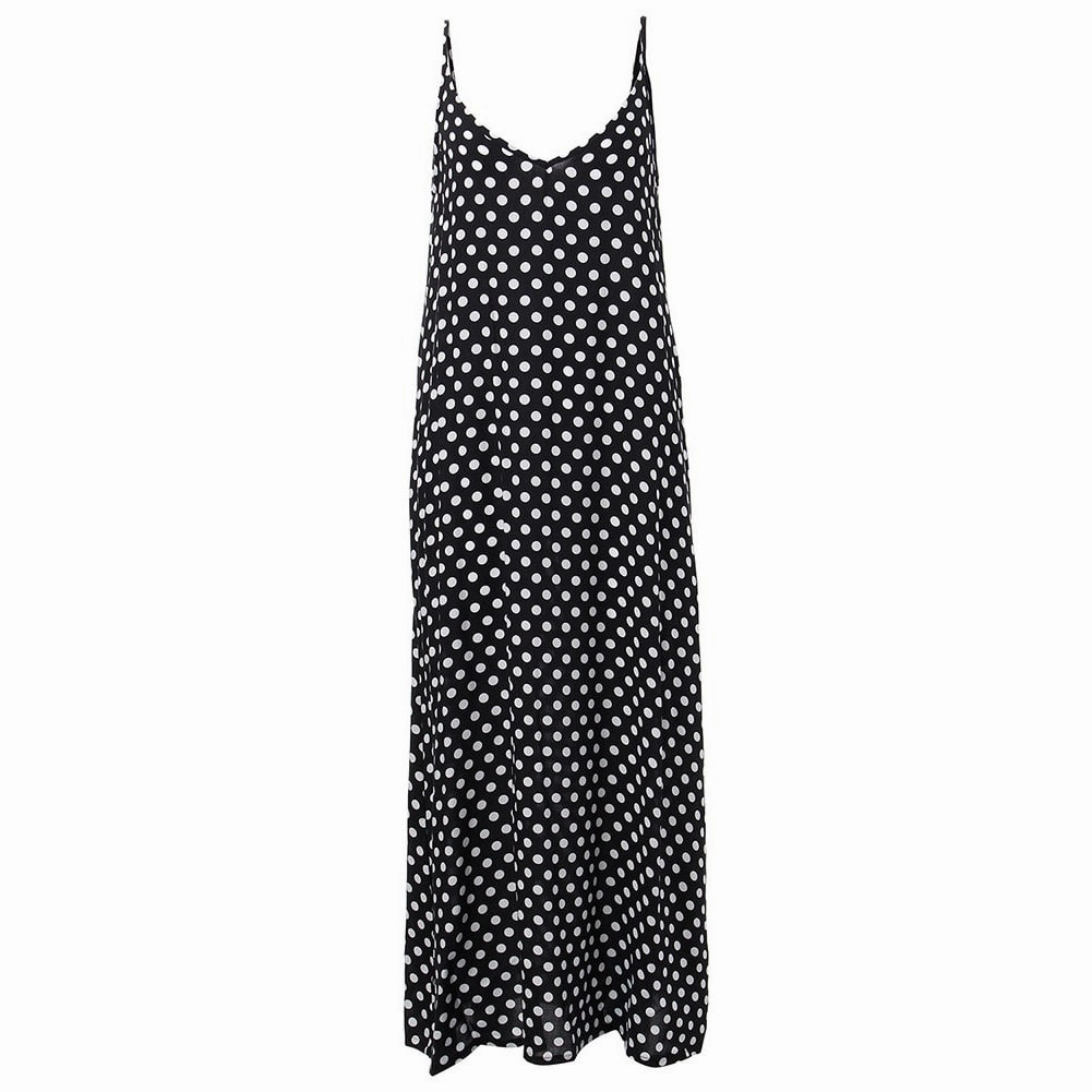 Influencer-Style cut out Women's Cami Dot Printed Maxi Dresses
