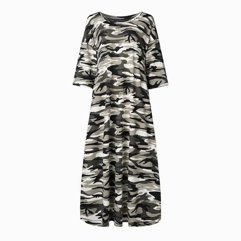 Outdoor Scene Soft Tones Women's Camouflage Printed Summer Oversized T-Shirt Dress