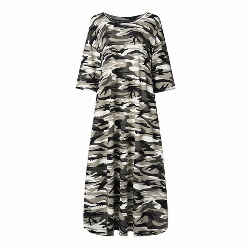 Women's Camouflage Printed Summer Oversized T-Shirt Dress Fashionable Fit Morning Glow
