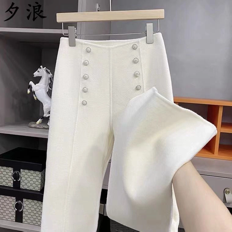 Circular Knit Construction Women's Casual Feeling Of Woolen Cloth Pants