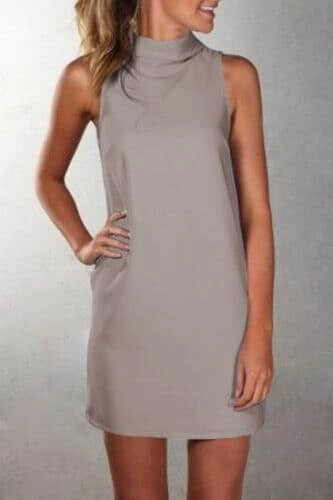 Women's Casual Summer Turtleneck Dress Water-Repellent-Finish Clasp-Closure