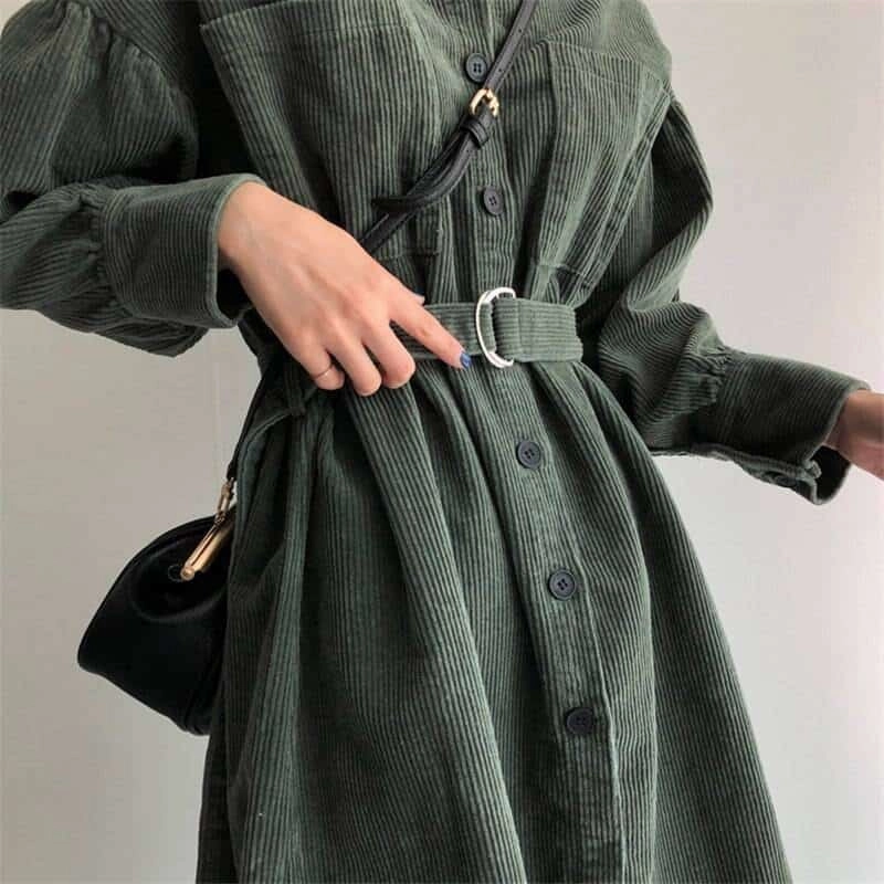 Women's Corduroy Shirt Dress Seasonal Wear