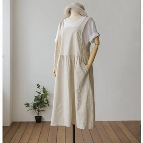 Women's Cotton Sleeveless Dress with Pockets knee-length Statement-Print