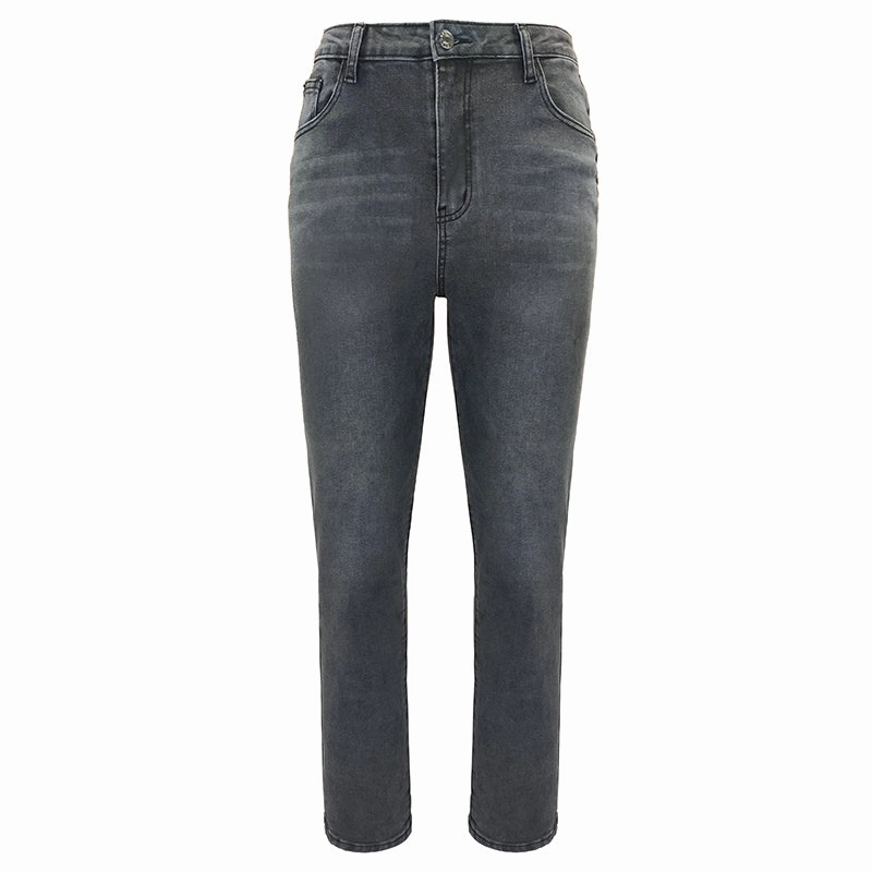 Flattering Waist Women's Embroidery Flying Motorcycle Hot Drill Jeans Elastic Slim Small Foot Pants