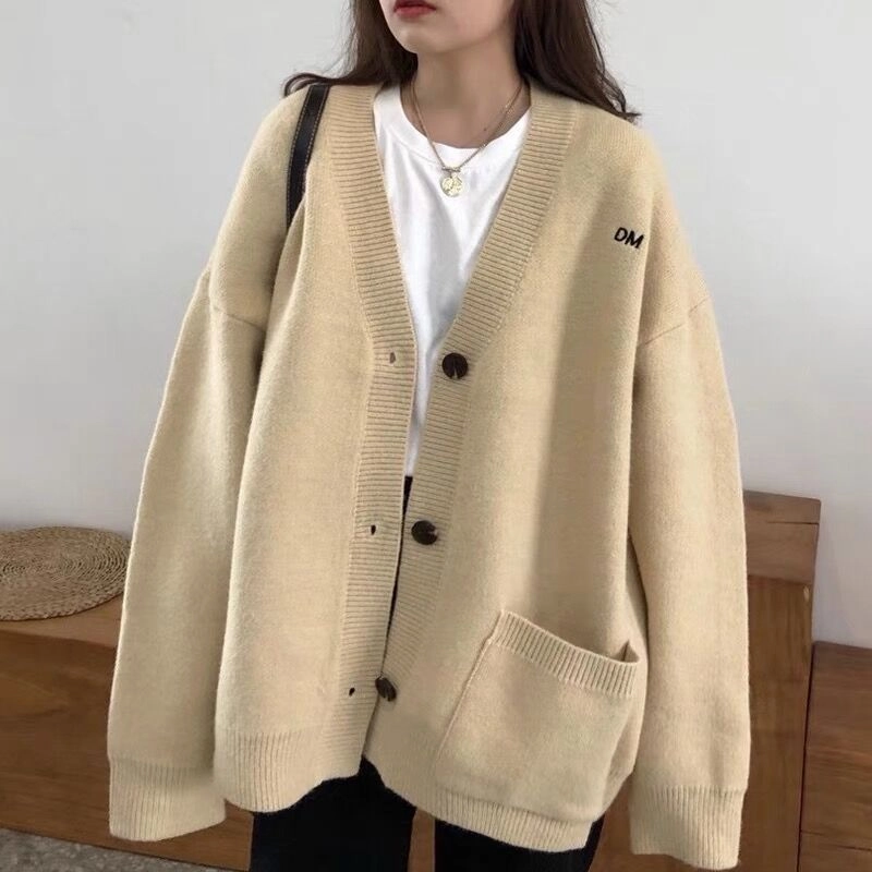 Sophisticated Knit Lightweight Comfort Women's Fashion Casual Solid Color Embroidery V-neck Sweater Coat