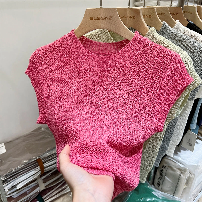 Winter Comfort Perfect Comfort Women's Ice Silk Hollow Chic Short Sleeve Knitwear