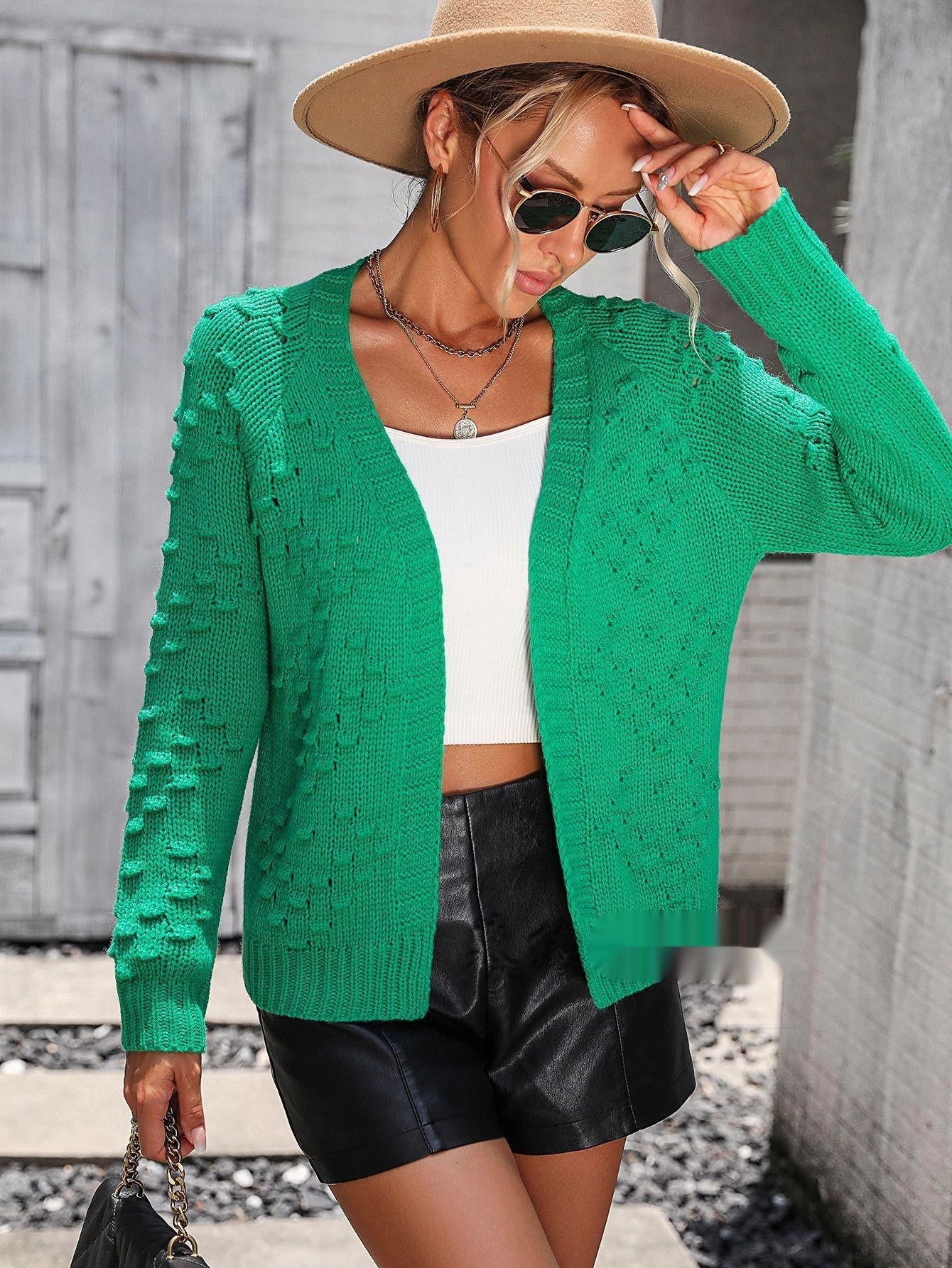 Women's Knitted Sweater Three-dimensional Pattern Cardigan Coat Sweater Slim Design Fit