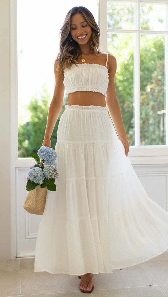 Women's Lace Sling Stitching Large Swing Skirt Fashion Suit Casual Picnic Holiday Active