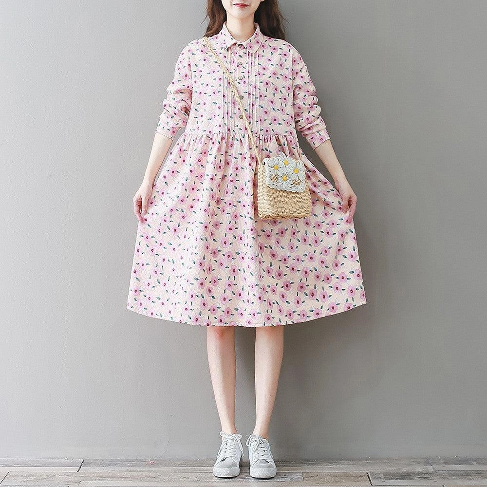 AdjustableStraps Polished Fit Women's literary French retro corduroy floral skirt