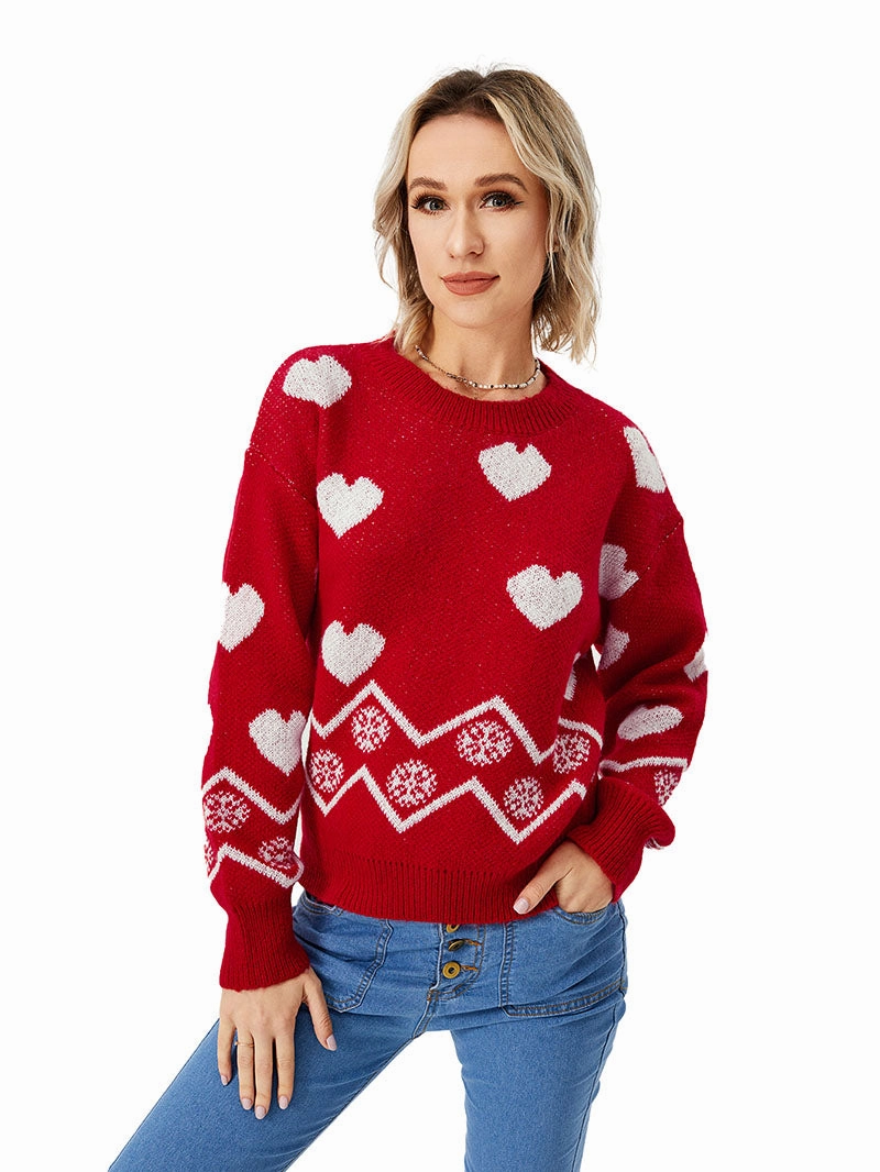 Quick Comfort Wear Women's Loose Casual Cozy Heart Sweater