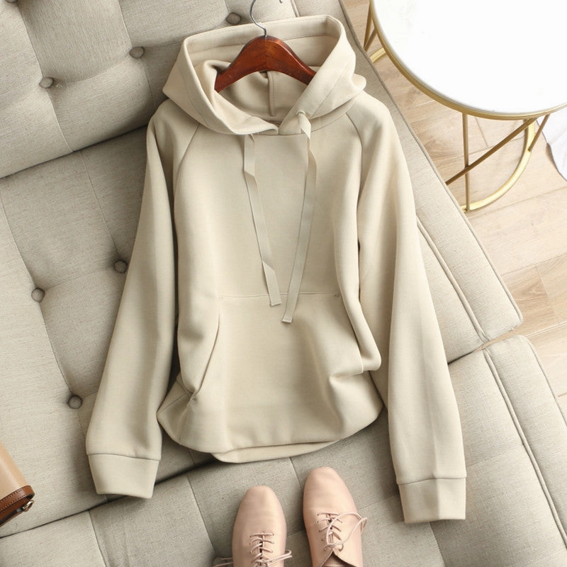 Chill Vibes Winter Fashion Women's Plain Hooded Drawstring Loose Sweater