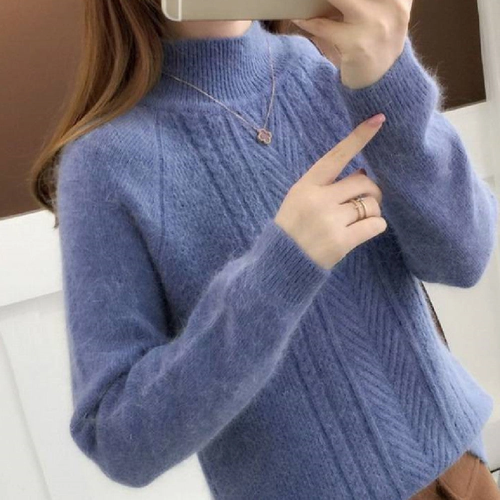 Women's Plush Loose Knit Sweater Winter Comfort Layer Friction Resistant Edging