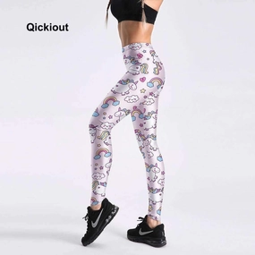 WaterResistantCoating Multi Directional Flex Women's Rainbow Stars Cartoon Fitness Leggings