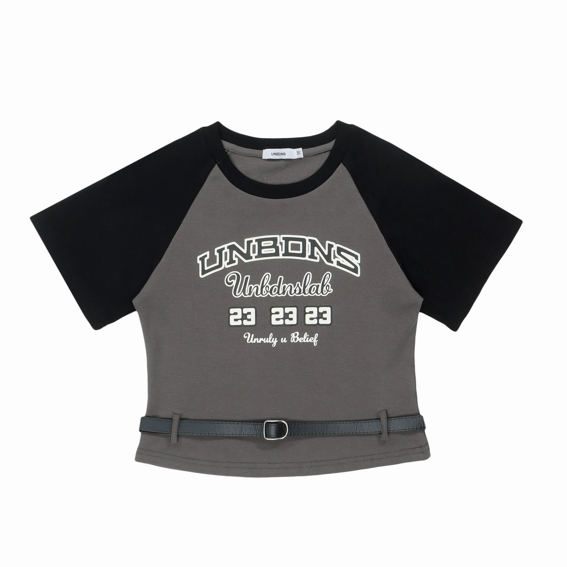 Women's Short-sleeved Lace-up Design Short T-shirt Workwear Ready