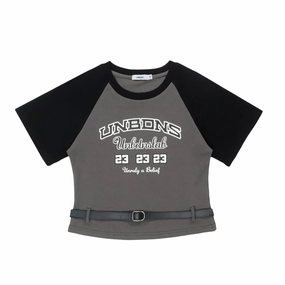 Timeless Appeal Women's Short-sleeved Lace-up Design Short T-shirt