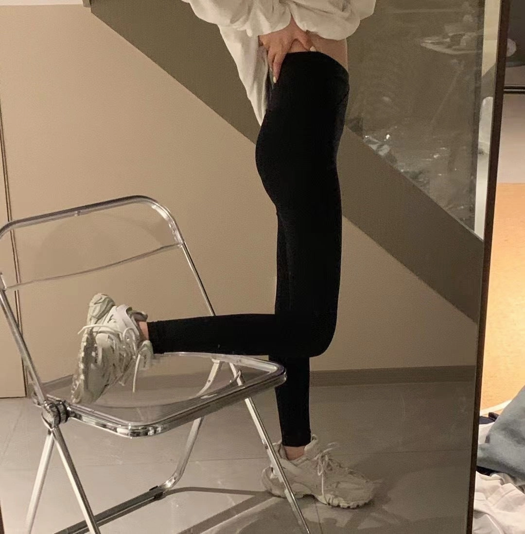 Windproof coating Flexible Knee Articulation Women's Simple Cross-waist Shark Skin Leggings