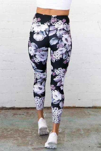 Bluetooth Women's Sporty Floral Print Slim Fitness Leggings