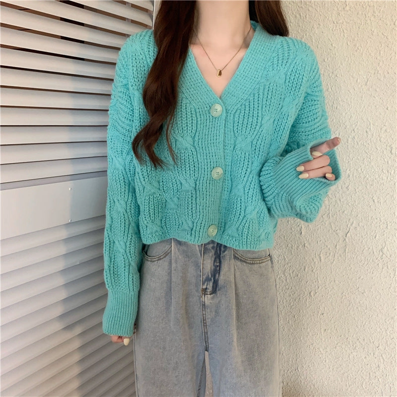 Women's Spring  Loose Small Short Knitted Cardigan Coat Retro Sweater Effortless Comfort Wear