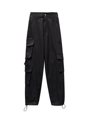 Women's Straight High Waist Drawstring Polyester Casual Pants Smart Layering Weekend Style