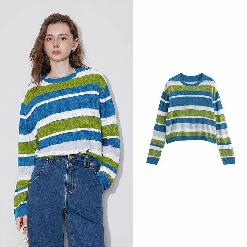Flexible Comfort Winter Must-Have Women's Striped Knitted Sweater