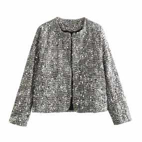 Women's Tweed Woolen Sequined Jacket ThermalReflective