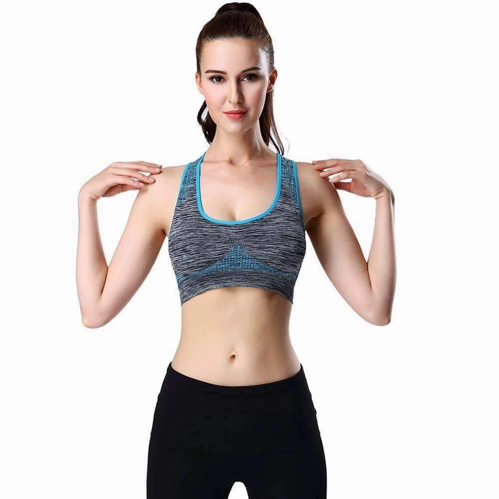 Women Sexy Fitness Bras Shirt Padded Bra Push Up Wireless Dry Fit Tank Tops BU/L 4Way Stretch Fabric